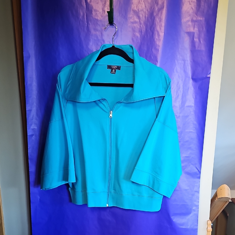 Chaps Turquoise Zip-Up Cape Jacket